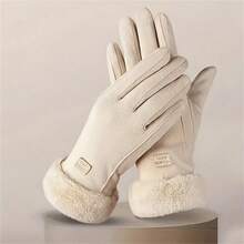 1 Pair Winter Touchscreen Gloves, Fleece Lining, Thickened Warmth, Unisex, Durable Polyester Material, Multiple Colors Available, Suitable For Ice And Snow Sports And Christmas Gifts, Winter Warm Gear - Multicolor - View 1