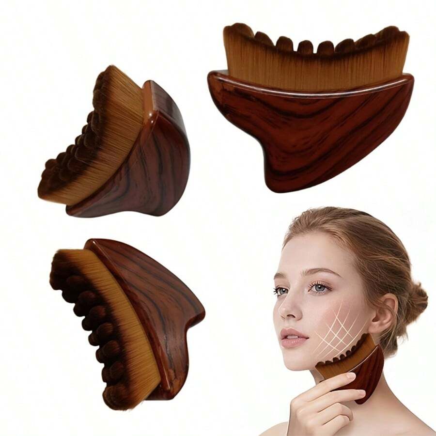 Multifunctional Ultra-Soft Lymphatic Detox Facial Brush, Jawline Contour Massager, Ergonomic Angled Head Design; Suitable For Facial Massage, Cleansing, Applying Powder/Blush, Cream And Body Lotion
