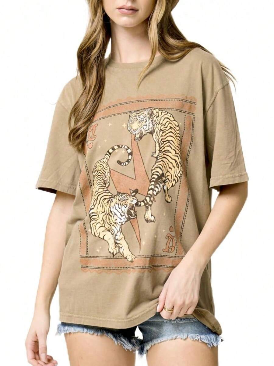 Women T-Shirts - 灰褐色-3 - 查看 1