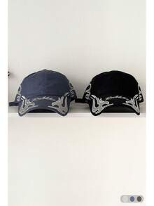 1pc Soft Top Distressed Camo Hip Hop Long Brim Baseball Cap For Women, American Vintage Letter Leopard Print Peaked Hat, Cool Y2K Street Face-Slimming Sun Protection Hat, Versatile Summer Baseball Cap - Rubkke Flame - View 8
