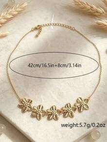 1pc Elegant Fashion Minimalist Flower Necklace Suitable For Daily Wear - Gold - View 5