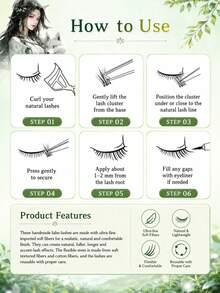WANPIN WAN PIN Chinese Style Lucky Fox False Eyelashes, 9-14mm Mixed Length Segmented Cluster, Soft Lightweight Natural Cool Atmosphere Eyelashes, All-Day Long-Lasting Without Burden - View 5