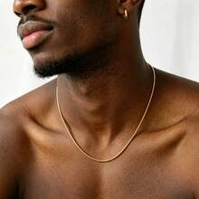 1pc S925 Sterling Silver Men's Minimalist Style Gold Snake Chain Necklace, Smooth Polished Surface, Delicate Skin-Friendly, Classic Simple Versatile, Ideal Jewelry Gift For Him, Suitable For Daily, Business, Street, Party And Dating Occasions - Snake Chain - Gold - View 6
