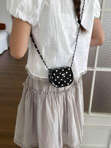 Versatile Minimalist Design, Solid Color Mini Women's Cross-Body Bag, Flap, Small Medium , New Fashion Shoulder Bag - Black - View 5