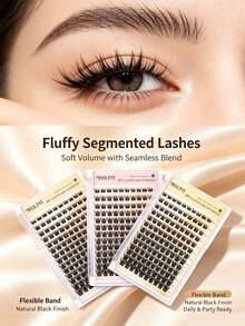 C/CC/D Curl Cluster Single Eyelash Extensions, Soft Natural Fluffy Look, DIY Home Single Eyelash Extensions (F24) - C/D 混合 - 查看 7
