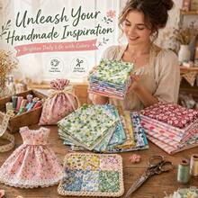 50pcs Set, Exquisite Floral Fabric Bundle, Includes 50 Different Colors And Patterns, Pre-Cut Multi-Purpose Fabric, Suitable For Sewing, DIY Crafts, Doll Making, Quilting, Embroidery, Bedding And More, Ideal Choice For Sewing Enthusiasts, 12.7*12.7cm - Variant - View 2