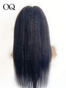 OQ 13x6 Transparent Lace Frontal Wig, Curly Straight Hair, 4C Curly Edge, 16-20 Inches, 150% Density, Natural Black, Unprocessed Human Hair, Natural Fashion, Natural Appearance, Suitable For Beginners - S1 - View 7