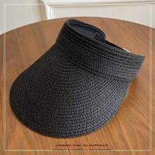 Women's Wide Brim Straw Sun Hat, Rolled Edge Ponytail Summer Beach Hat, Foldable & Portable / Women's Summer Vacation Travel Open Top Straw Hat / Large Brim Sun Protection / Sun Hat - Multicolor - View 7