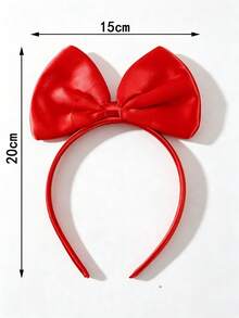1pc Bright Red Satin Large Bow Headband, Sweet Princess Style Hair Accessory, Suitable For Birthday Party, Cosplay Costume - Multicolor - View 7