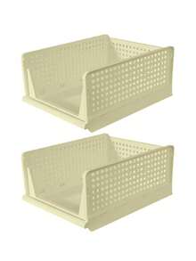 1/2 Layer Stackable Baby Room Storage Box, Front Opening Design, Baby Wardrobe Organizer, Suitable For Clothes, Diapers, Blankets, Towels And Baby Room Essentials - Storage - View 10