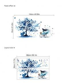 1pc/2pcs/3pcs, Children's Room Cartoon Decorative Wall Stickers, Autumn Maple Tree With Small Animals, Flowers, Owl, Bear, Fox, Hedgehog, Girl Riding Bike Under Blue Tree, Green Cartoon Big Tree, PVC Self-Adhesive Removable Wall Stickers, Suitable For Bedroom, Living Room, Study, Dining Room, Bathroom, Home Wall Decor, Room Decoration - Multicolor - View 9