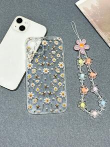 1 pieza Funda de teléfono con pulsera de flores, transparente con abeja pintada, a prueba de caídas, P14promax 3D, P13 dibujos animados, P11 pintada, P12 a prueba de caídas, XR dibujos animados, 78GES2, compatible con iPhone P15 Series, XS, S24, A03s, A03core, A04, A12, A13, A14, A21s, A22, A23, A24, A32, A33a34, A5, A51A52, A53, A54, A71, A72, A73, S20fe, S21, S22 Plus, Series 9, 9a, 10a, 10c, Note 9, Note 10, Note 11, Note 12, 12, 12c - Multicolor - Ver 3