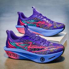 1 Pair Men's Sports Shoes With Personalized Graffiti Print Running Shoes - Purple - View 5