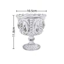 Vintage French Embossed Transparent Glass Dessert Bowl With Lid And Base, Ice Cream Sundae Cup, Elegant Crystal Glass Cup With Relief Design, Suitable For Yogurt, Fruit Salad And Pudding, Home Kitchen Tableware, Luxury Afternoon Tea Supplies - Multicolor - View 11
