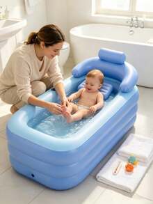 Portable Baby Bathtub, Foldable Non-Slip With Pillow Headrest, Soft Infant Bath Tub For Newborns, Suitable For Home Bathroom - Multicolor - View 7