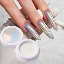 2PCS Neon Aurora Nail Powder - Ultra Bright Holographic Mirror Effect & Mermaid Aurora, Suitable For Home DIY Salon Manicure, Multi-Color Glitter Powder For Nail Decoration, Silk Moonlight Powder Magic Mirror Powder High Gloss Fairy Aurora Powder - Multicolor - View 7