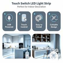 1m To 5m Indoor LED Light Strip, Dual Color Cold And Warm Options. USB Powered, Touch Button Control. Suitable For Bedroom, Mirror, Kitchen, TV Background Wall, Desk And Holiday Atmosphere. - Touch Light Strip - View 5