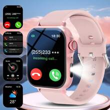 Este reloj inteligente unisex popular cuenta con las siguientes funciones: respuesta de llamadas, alertas de mensajes, control de música, obturador de cámara remoto, conteo de pasos, seguimiento de calorías, múltiples modos deportivos, reloj despertador, notificaciones de llamadas entrantes y mensajes, compatible con sistemas Android e iOS. - Multicolor - Ver 10
