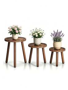 Indoor Wooden Plant Support Stand, Suitable For 6-11 Inch (Approx. 15.2-28cm) Flower Pots Single Plant Support, Mid-Century Modern Style Plant Stool, Suitable For Large Plants, Perfect For Living Room, Balcony, Office - Multicolor - View 7