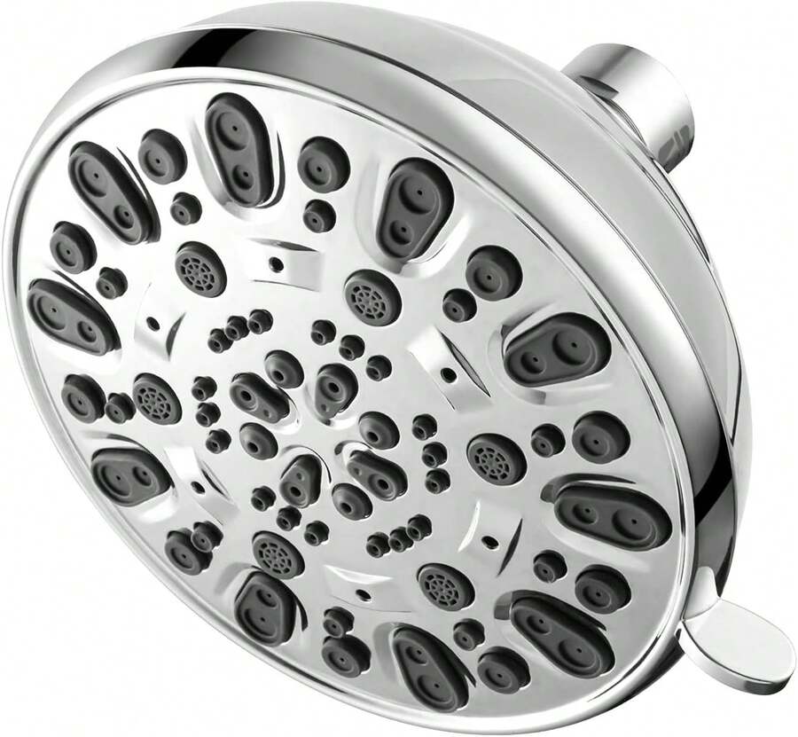 High Pressure Shower Head VMASSTONE 4.7" Rain Fixed Showerhead 7-Spray Setting With Adjustable Brass Swivel Ball Joint - Excellent Replacement - ColorB - View 1