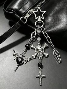 Sweet Gothic Skull Cross Keychain, Vintage Dark Punk Bag Pendant Accessories - Multicolor - View 9