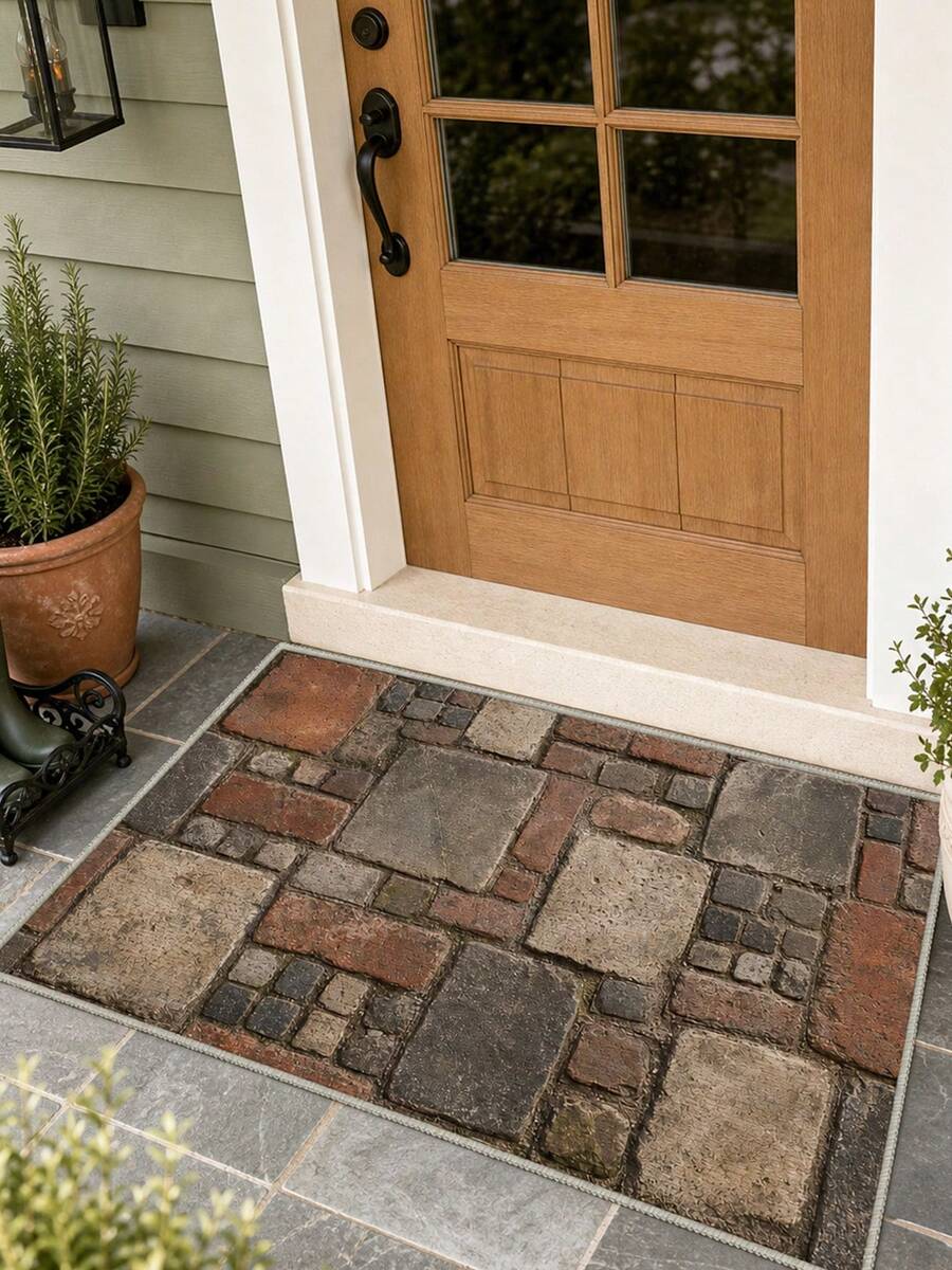 1pc Outdoor Non-Slip Patterned Floor Mat, Indoor Carpet, Bathroom Mat, Kitchen Mat, Decorative Rug, Multi-Functional Hallway Mat, Soft And Comfortable, Easy To Clean, Suitable For Indoor And Outdoor Entryways, Bedrooms, Home Decor