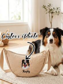 Personalized Pet Portrait Crossbody Bag, Customized Crossbody Bag, Shoulder Bag, Adjustable Strap Shoulder Bag, Suitable For Daily Commute And Dog Walking, Travel, Shopping, Weekend Outings, Back To School Season, Suitable For Dog Lovers/Pet Owners, Unique Gift For Dog Lovers Back To School Season, Teacher's Day Gift, Back To School Gift - Multicolor - View 2
