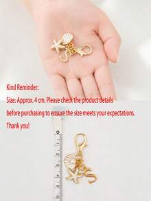 1pc Bohemian Style Gold Letter Keychain With Shell And Starfish Decoration, A-Z Letter Options, Suitable For Holiday And Beach Themes - Multicolor - View 5