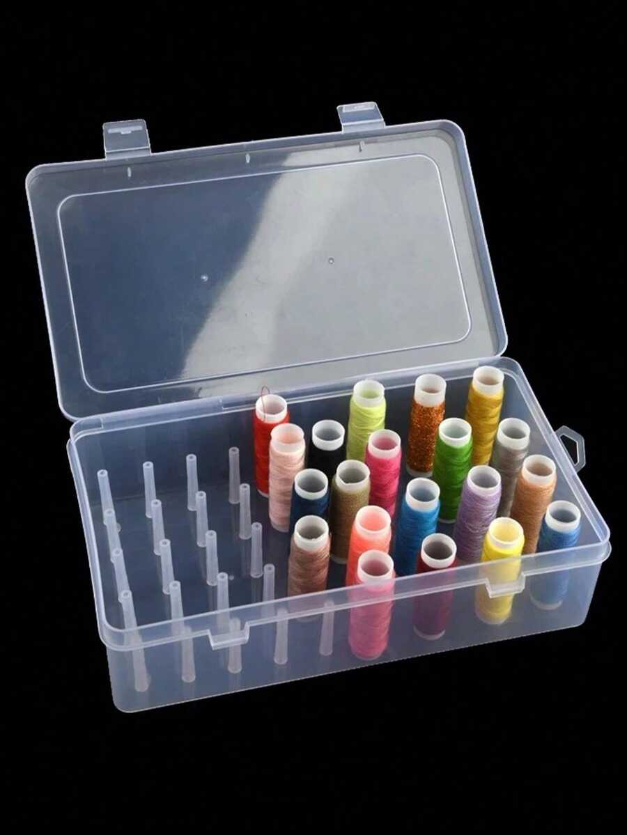 1pc 42 Spool Sewing Thread Storage Box, A Clear Plastic Spool Holder, An Embroidery Storage Box,Embroidery Sewing Kit Box, Portable Large Capacity Needle Case, Hand-Held Sewing Box For DIY Sewing, Embroidery, Quilting Accessories. - Multiple Styles - View 1