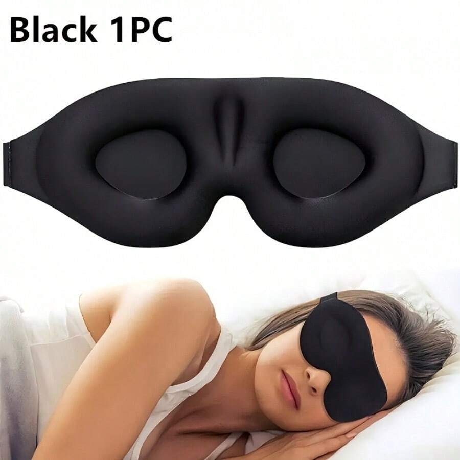 Bộ 1/2/3 miếng mặt nạ ngủ 3D ôm sát đường viền mắt với màng che không gây áp lực lên mắt, mềm mại thoải mái, hỗ trợ ngủ sâu và thư giãn yoga, dây đeo điều chỉnh được, phù hợp với nhiều dáng đầu, lựa chọn lý tưởng cho giấc ngủ sâu - Bộ 2 chiếc (đen + tím) - Xem 1