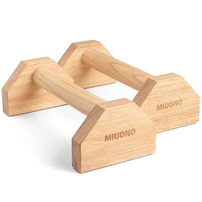 Parallettes Push Up Bar, Oak Wood Calisthenics Equipment For Home Gym With Non-Slip Base, Handstand Trainer Push Up Handles For Floor Dip Workout And Strength Training