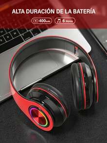 Wireless Bluetooth Stereo Gaming Headset With RGB LED Lights - Red - View 3