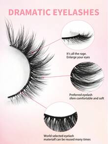 ENCHUW 5 Pairs False Eyelashes Natural Look Cat Eye Lashes Wispy Fake Eyelashes 3D Strip Lashes Thick Eye Lashes Soft Lashes Fluffy Natural Eye Lashes - Black - View 3