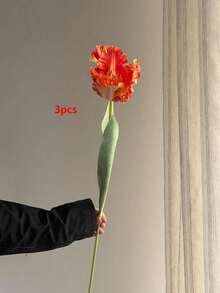 1支25英寸人造丝鹦鹉郁金香花，触感逼真，适用于家居、厨房、婚礼、母亲节装饰 - 彩色 - 查看 24