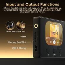 Diofox 32GB 兒童 Hi-Fi MP3 播放器，搭載藍牙 5.3、2.4 吋彩色觸控螢幕數位音樂播放器，內建 FM 收音機、電子書與錄音功能，記憶卡最高可擴充至 128GB，黑色 - 查看 3