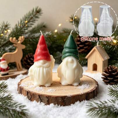 2 khuôn silicon hình ông già Noel, khuôn đổ nến trang trí Giáng sinh, khuôn đúc nhựa epoxy, hoàn hảo để làm tượng trang trí lễ hội, phù hợp cho nhựa resin, thạch cao và làm nến