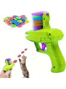 互動式貓玩具發射器套組附泡沫圓盤－手動發射器，適合寵物玩耍與運動，耐用塑料，無需電池－彩色圓盤，適合派對遊戲與趣味活動 - 彩色 - 查看 15