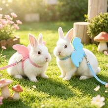 Cute Angel Wings Rabbit Harness And Leash Set, Adjustable Anti-Escape Rabbit Leash, Breathable Outdoor Leash, Suitable For Baby Rabbits, Guinea Pigs, And Other Small Pets - Multicolor - View 6