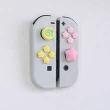 1 Set Cute Pink Star Candy Design Thumb Grip Caps, Silicone Anti-Slip Joystick Covers, Decorative Protective Covers Compatible With Switch OLED Game Console Accessories - View 7