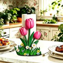 2D Flat Kitchen Towel Rack - 1 Beautiful Tulip Shaped Kitchen Towel Rack, Elegant And Beautiful Desktop Paper Towel Holder For Storage. Does Not Include Towels Or Fabric Storage Rack. Fun Gift. - Multicolor - View 12