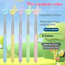 7pcs Random Color Telescopic Reading Finger Pointers, Conducting Baton, Click Reading Teaching Aid Tool, Teacher Classroom Pointer - A - View 6