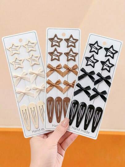 36/18pcs Y2K Star & Bow Hair Accessories Set, Durable & Non-Damaging, Sweet & Cute Hair Clips - Suitable For Women And Girls, Daily Wear, School, Date, Vacation