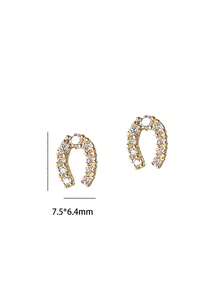 1 Pair S925 Sterling Silver Minimalist Geometric U-Shaped Horseshoe Stud Earrings, Women's Lightweight Luxury Elegant Petite Ear Piercing Jewelry, Versatile Delicate Daily Wear Niche Gentle Design Cartilage Studs - Geometry - View 6
