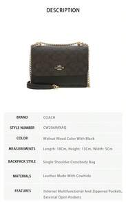 Coach Klare 印花女款單肩斜挎包 CW206IMXAQ - 胡桃木色搭配黑色CW206IMXAQ - 查看 9