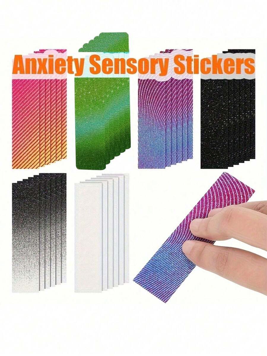 36pcs/Set Anxiety Relief Fingertip Stickers, Colorful Sensory Stickers, Textured Sensory Adhesive, Effectively Relieve Stress, Suitable For Desk And Classroom Use - A - View 1