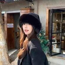 女款冬季針織帽，厚實保暖護耳毛帽，可手洗，完美節日禮物，精緻人造皮革設計 - A - 查看 8