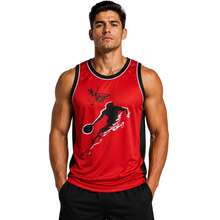Men's Sports Tank Top For Sports Activities, Gym And Casual Use - 紅色籃球 - 查看 1