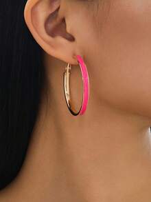 1 Pair Elegant Fashion Geometric Enamel Earrings Suitable For Women's Daily Wear - Hoop Earrings - View 1