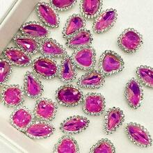 1 Pack 20pcs Rose Red Lace Rhinestone Hand-Sewn DIY Clothing Accessories, Shoes, Hats, Bags, Hair Accessories - Rose Red - View 3
