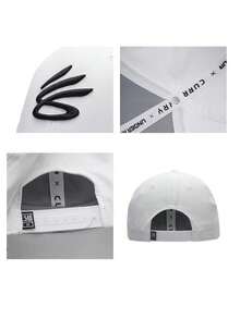 Under Armour Men's UA Curry Snapback Sports Cap, 2026 Summer New Outdoor Sun Protection Duck Bill Hat 1380010-100 - White/Black - View 3